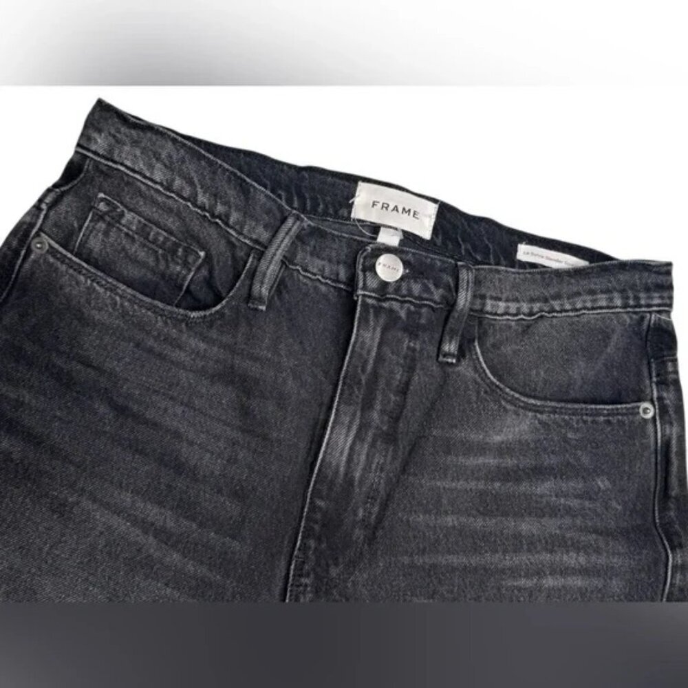 FRAME | le Sylvie Slender Straight in Wilkinson Rips wash Washed Black Jeans 27 - Picture 4 of 7